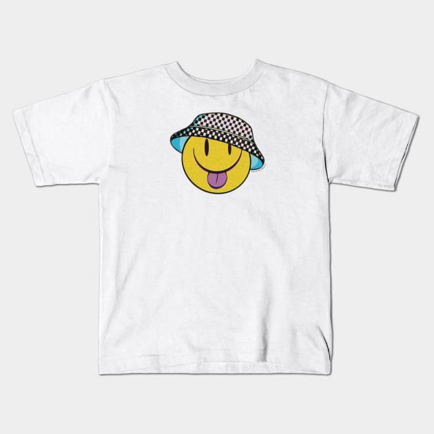 Happy Bucket Hat Friend Kids T-Shirt by ROLLIE MC SCROLLIE